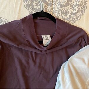 We The Free mocked neck cropped long sleeve shirts. White and Burgundy together